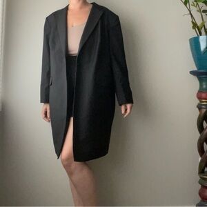 Luxury Italian Longline Sports Coat Blazer Suit Jacket Long Black Unisex